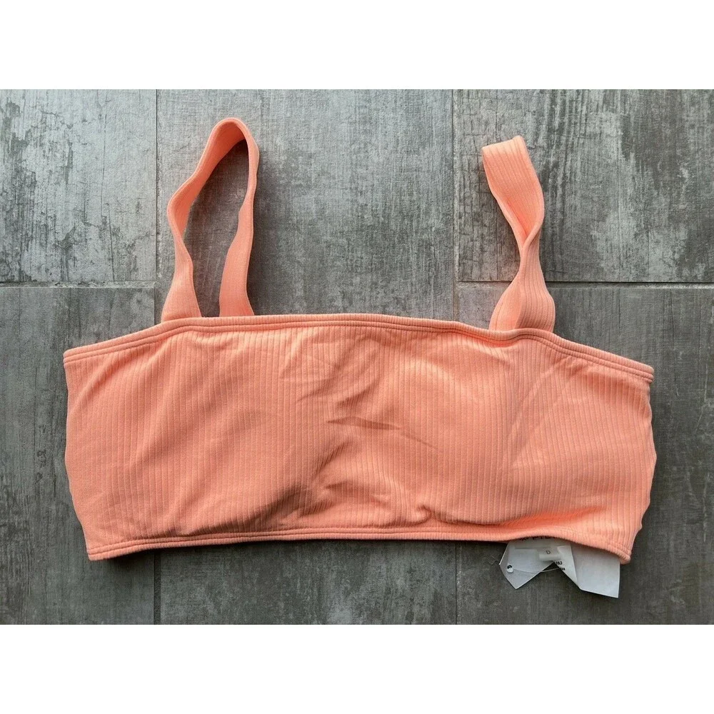 PilyQ Caged Top Bikini Orange Creamsicle Bandeau NEW Designer Size D L Swim